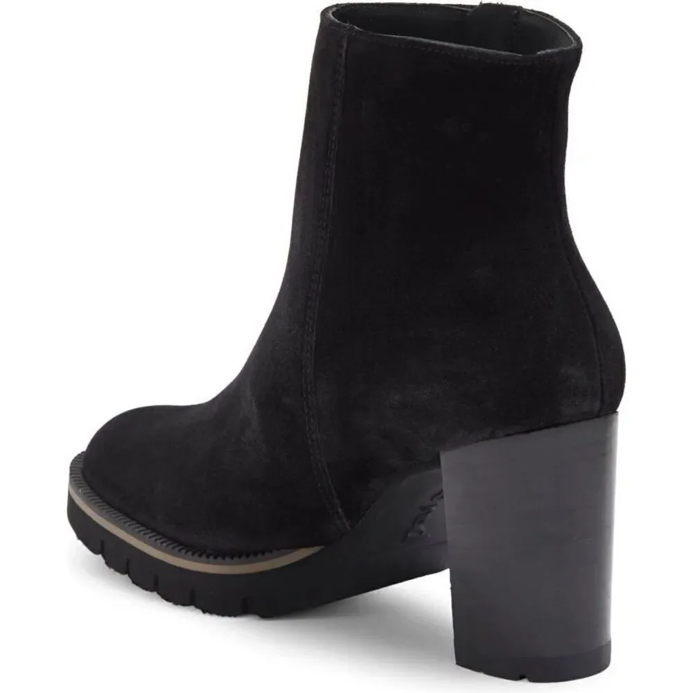 Paul Green Women's Black Suede Leather Side Zip Sloane Lug Sole Bootie Size 9